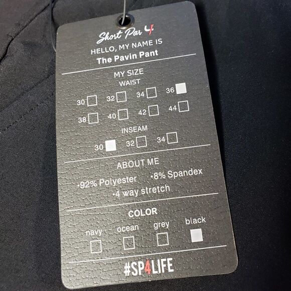 Mens NEW Short Par 4 Black Golf Pants Trousers The Pavin 36x30 - Picture 5 of 12